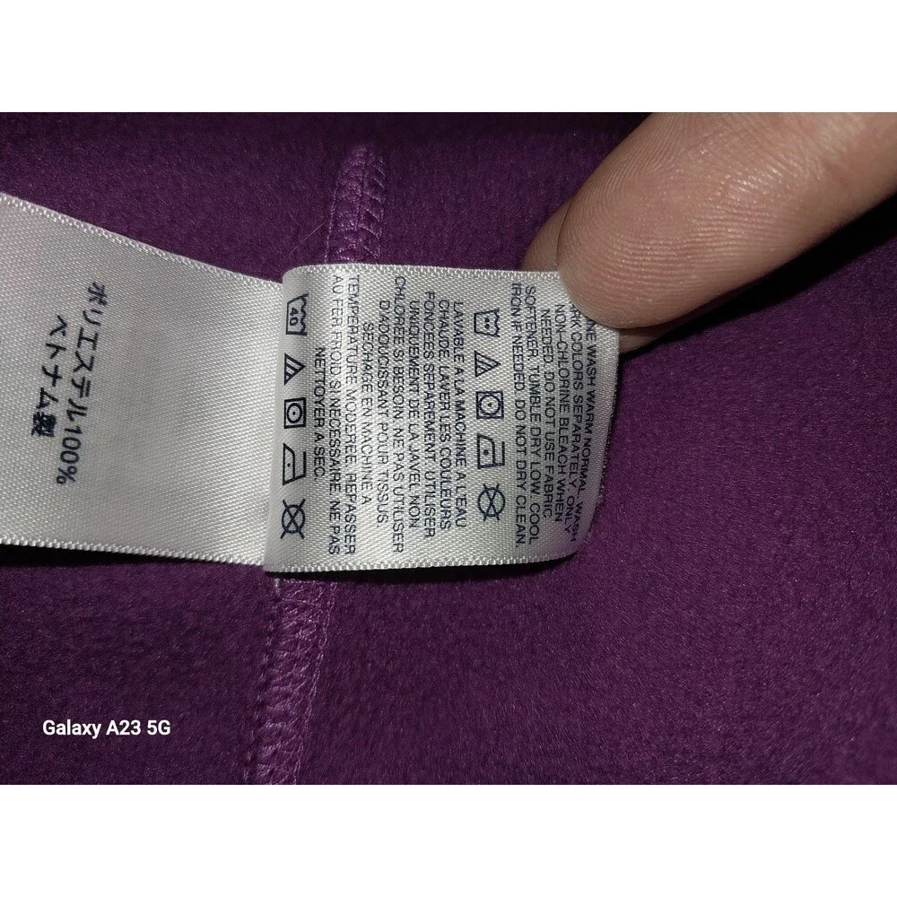 LAND'S END Top Women's L/S High Neck 1/4 Zip Fleece Pullover Purple Medium